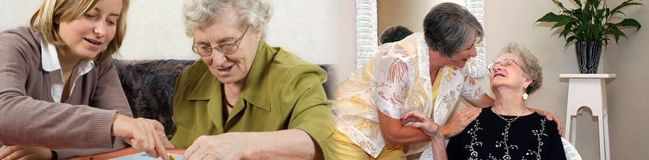 caregiver and senior patients smiling